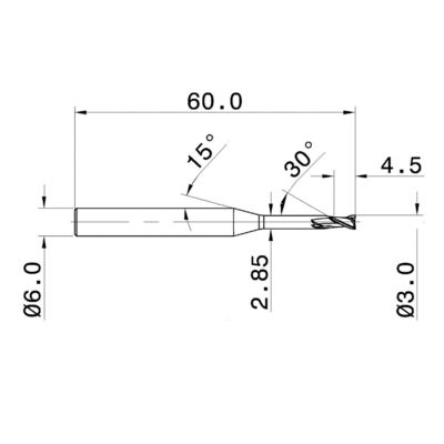 55HRC 2 Flutes 30 Helix Solid Carbide Endmills For Hard Materials