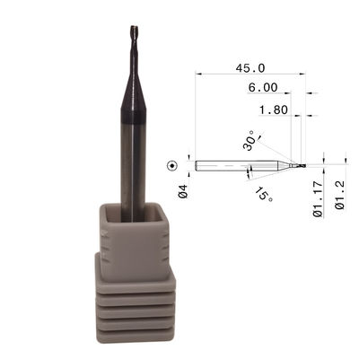 55HRC 2 Flutes Cemented Carbide End Mill For Hard Material