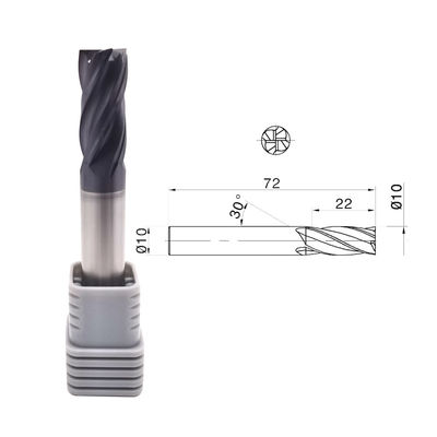65HRC 4 Flutes 30 Helix Cemented Carbide Endmill for Harden Steel