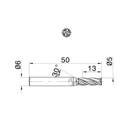 65HRC 5mm 4 Flutes Cemented Carbide End Mill For Stainless Steel
