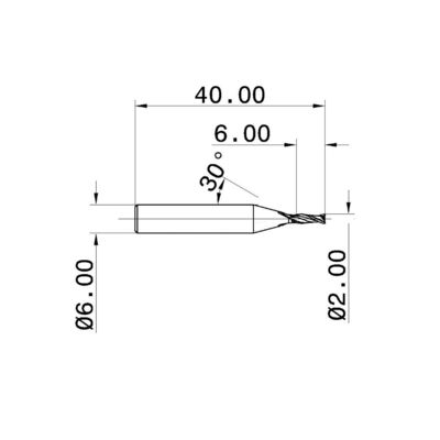 65HRC 2 Flute Cemented Carbide End Mill For Hard Steel