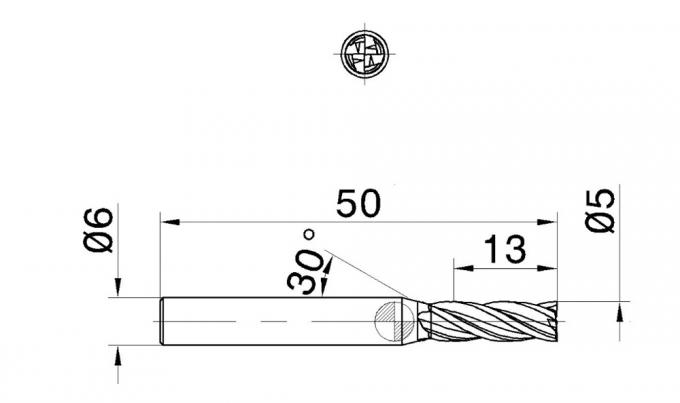 65HRC 5mm 4 Flutes Cemented Carbide End Mill for Stainless Steel